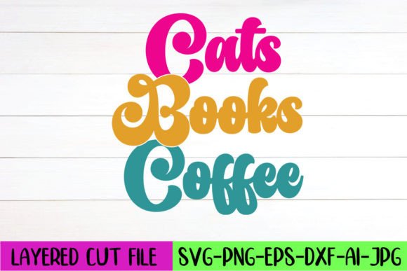 Cats Books Coffee Retro SVG Design